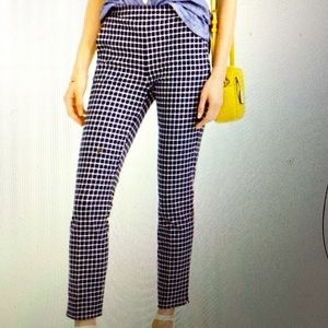 J.Crew Martie Windowpane Pants in Navy Blue and White Size 12